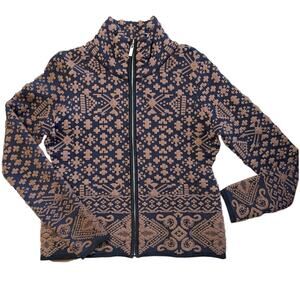 Women's Patterned Cardigan Sweater - black and Tan